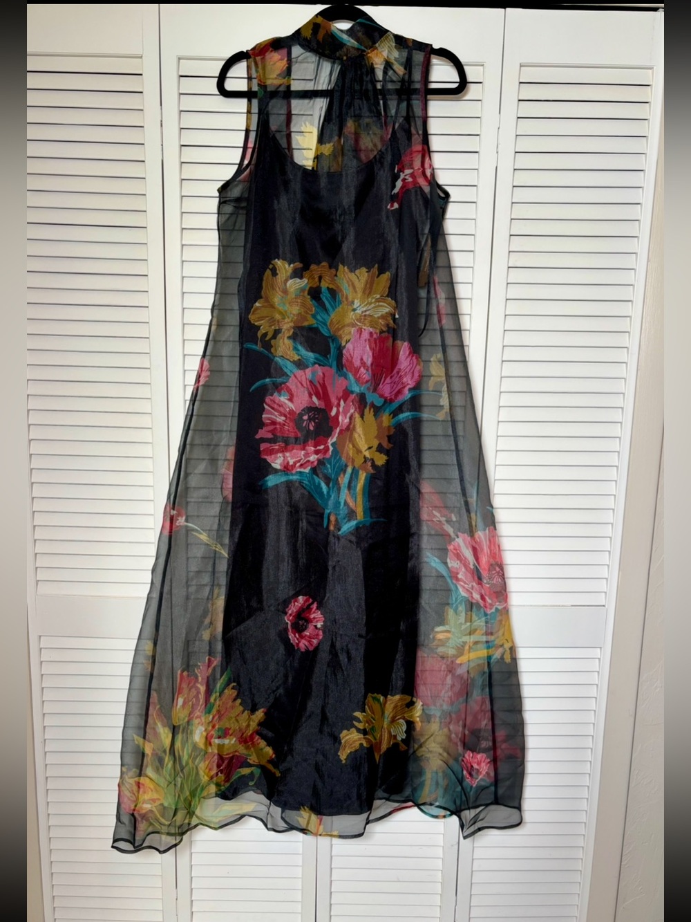 NWT CAARA Melody Tulip Garden Floral Organza Ted Baker Factory Maxi Dress Large - Picture 3 of 8